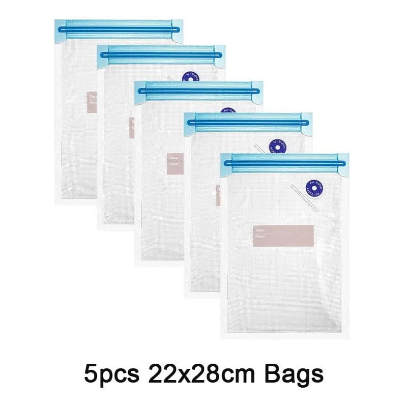 image-Reusable Vacuum Food Storage Bag Food Vacuum Sealer Sous Vide Bags USB Rechargeable Handheld Vacuum Air Pump Kitchen Gadget