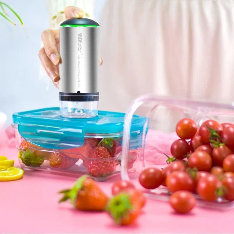 image-Reusable Vacuum Food Storage Bag Food Vacuum Sealer Sous Vide Bags USB Rechargeable Handheld Vacuum Air Pump Kitchen Gadget