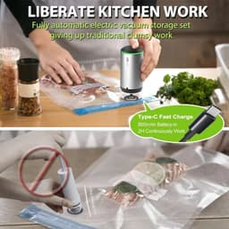 image-Reusable Vacuum Food Storage Bag Food Vacuum Sealer Sous Vide Bags USB Rechargeable Handheld Vacuum Air Pump Kitchen Gadget