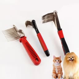 image-Pet Open Knot Comb Dematting Razor Rake Brush Dog Comb Grooming Tools Removes Knots Matted Fur & Tangles Gently For Dogs & Cats