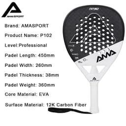 image-AMASPORT Professional Padel Racket 3K/12K/18K Carbon Fiber 3D Surface Diamond/Tear Shape High Blance for Advanced Players