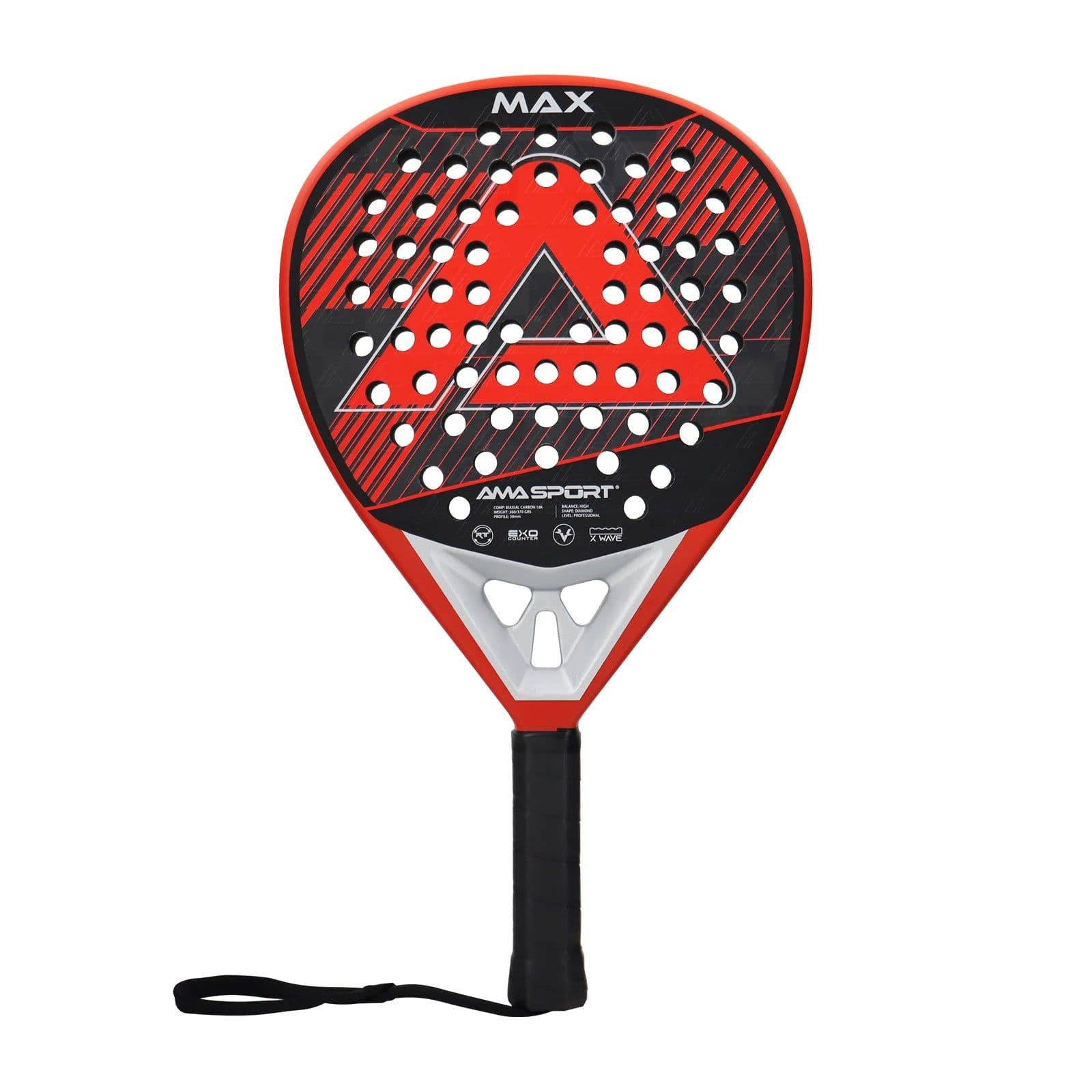 image-AMASPORT Professional Padel Racket 3K/12K/18K Carbon Fiber 3D Surface Diamond/Tear Shape High Blance for Advanced Players