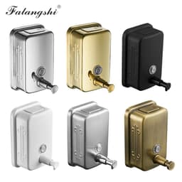image-Bathroom Liquid Soap Dispenser 500/800/1000ml Wall Mounted Soap Pump 304 Stainless Steel Bathroom Accessories WB8607