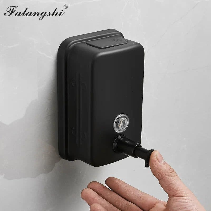 image-Bathroom Liquid Soap Dispenser 500/800/1000ml Wall Mounted Soap Pump 304 Stainless Steel Bathroom Accessories WB8607