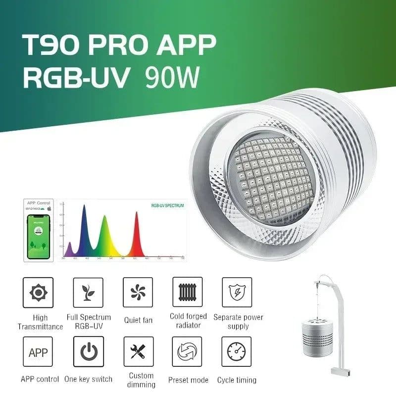 image-WEEK AQUA T90 PRO APP Dimmable Aquarium LED Light Full Spectrum Fish Tank Clip on Light for Freshwater Aquatic Plant Lighting