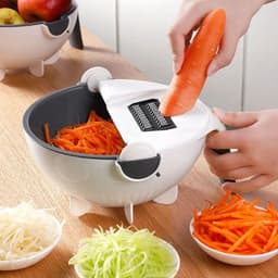 image-Multifunctional 2 In 1 Vegetable Slicer Cutter Chopper Fruit Strainer Basket Spiralizer Grater Food Peeler Mandoline Shredder