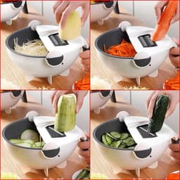 image-Multifunctional 2 In 1 Vegetable Slicer Cutter Chopper Fruit Strainer Basket Spiralizer Grater Food Peeler Mandoline Shredder