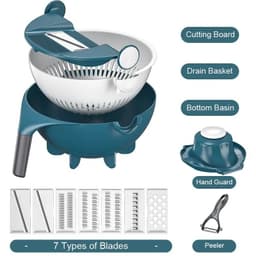 image-Multifunctional 2 In 1 Vegetable Slicer Cutter Chopper Fruit Strainer Basket Spiralizer Grater Food Peeler Mandoline Shredder