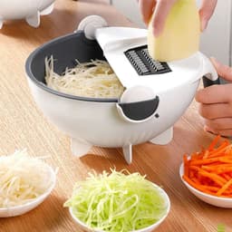 image-Multifunctional 2 In 1 Vegetable Slicer Cutter Chopper Fruit Strainer Basket Spiralizer Grater Food Peeler Mandoline Shredder