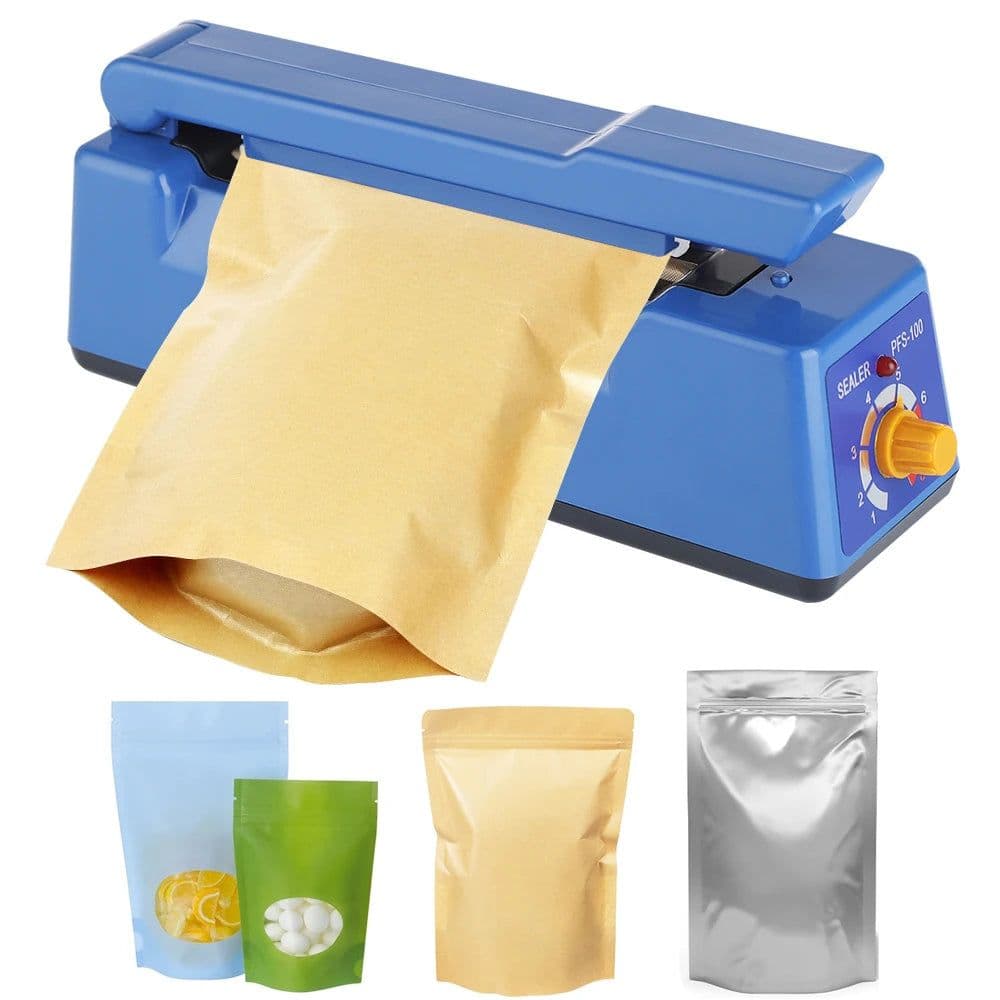 image-Electric Heat Sealing Machine Heat Sealer Hand Press Vacuum Food Plastic Bag Impulse Sealer Packaging Machine for Home Kitchen