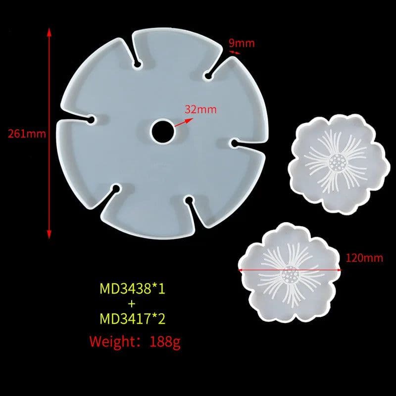 image-Flower Tea Cup Pad Molds Set DIY Handmade Crystal Big Flower Plate Clay Epoxy uv Resin Mold Silicone Craft Mold Art Home Decorat