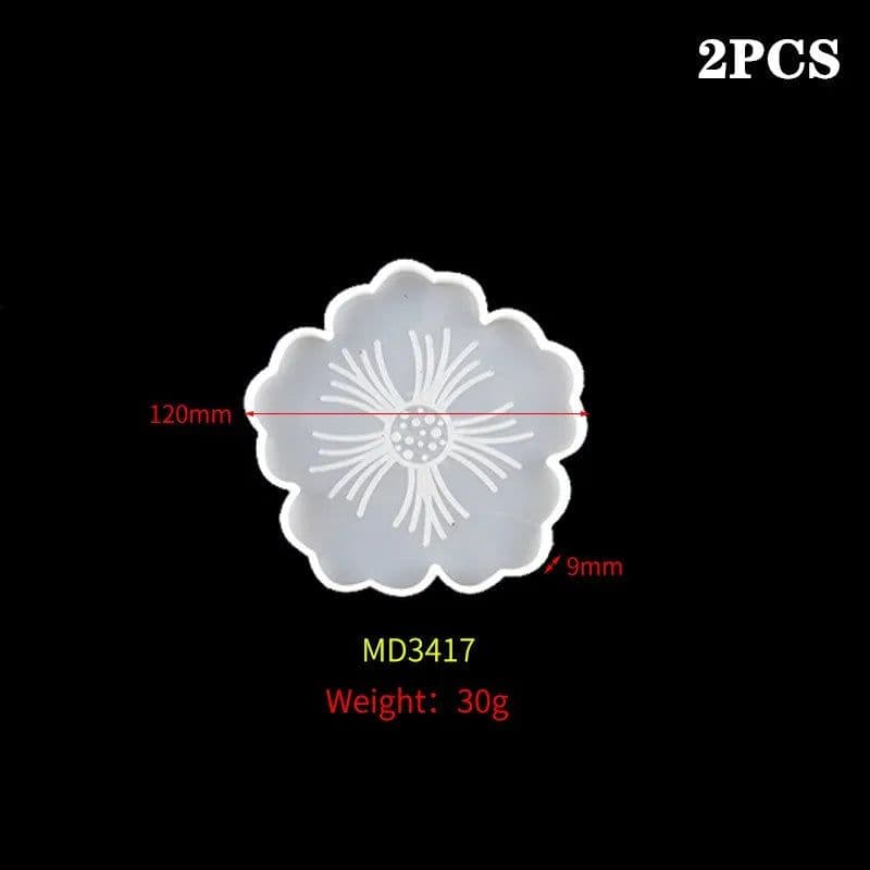 image-Flower Tea Cup Pad Molds Set DIY Handmade Crystal Big Flower Plate Clay Epoxy uv Resin Mold Silicone Craft Mold Art Home Decorat