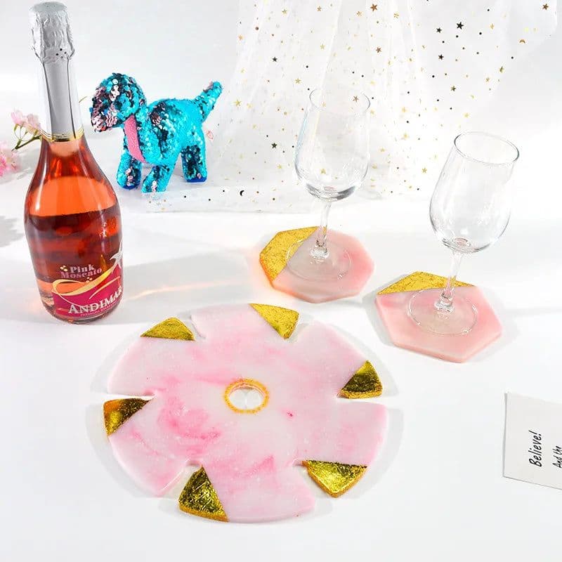 image-Flower Tea Cup Pad Molds Set DIY Handmade Crystal Big Flower Plate Clay Epoxy uv Resin Mold Silicone Craft Mold Art Home Decorat
