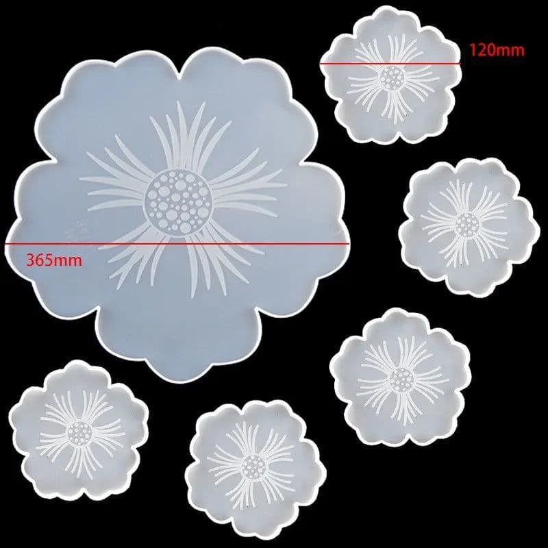 image-Flower Tea Cup Pad Molds Set DIY Handmade Crystal Big Flower Plate Clay Epoxy uv Resin Mold Silicone Craft Mold Art Home Decorat