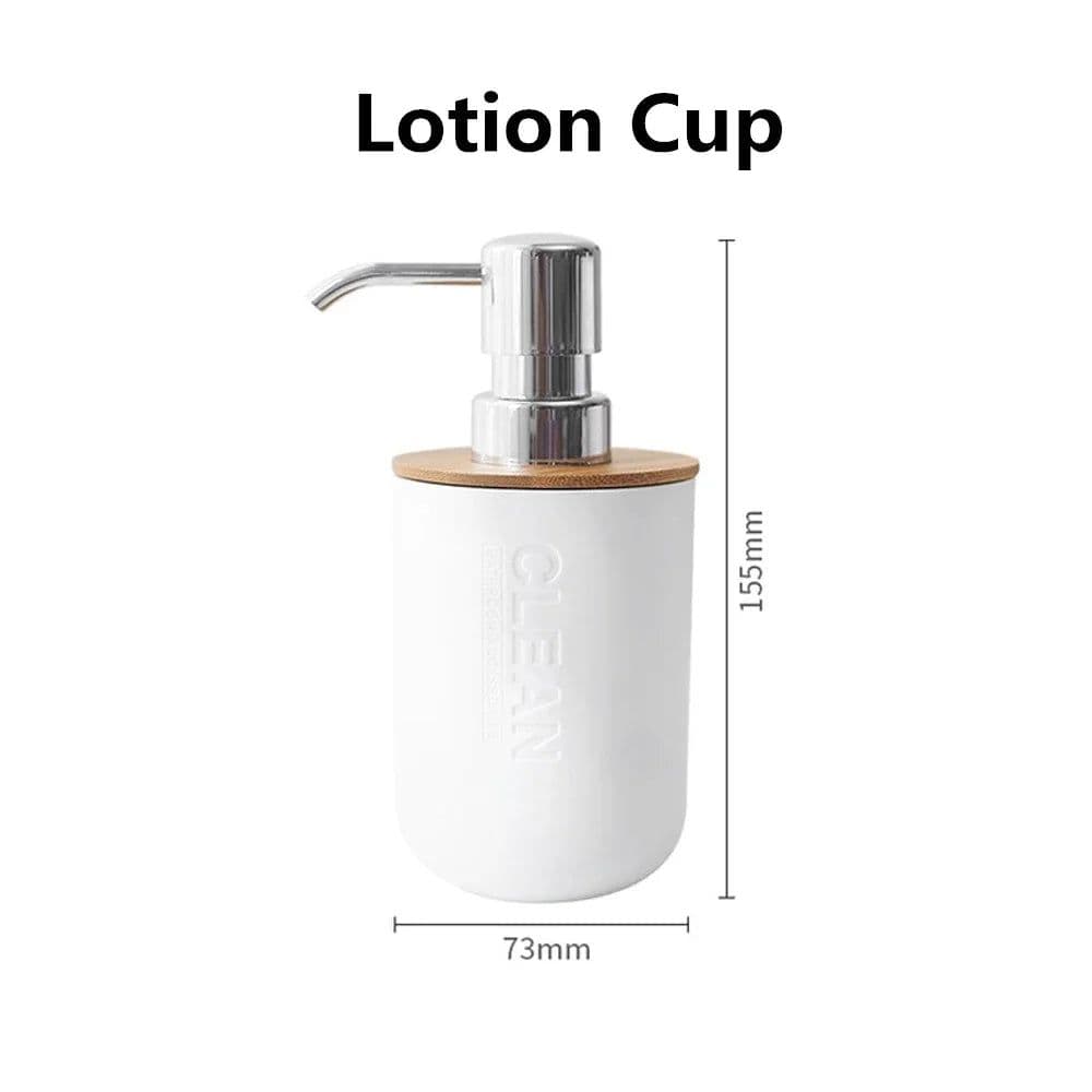 image-Bathroom Accessories Set Designer Soap Lotion Dispenser Toothbrush Holder Soap Dish Tumbler or wood Bottle Cup Black/White/gray