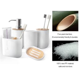 image-Bathroom Accessories Set Designer Soap Lotion Dispenser Toothbrush Holder Soap Dish Tumbler or wood Bottle Cup Black/White/gray