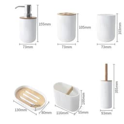 image-Bathroom Accessories Set Designer Soap Lotion Dispenser Toothbrush Holder Soap Dish Tumbler or wood Bottle Cup Black/White/gray
