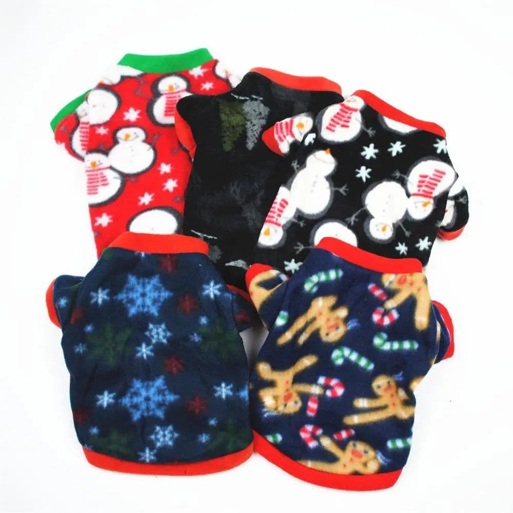 image-Winter Warm Pet Coat Christmas Dog Clothes For Small Dogs Chihuahua Pug Snowflake Snowman Printed Puppy Cat Clothing Ropa Perro