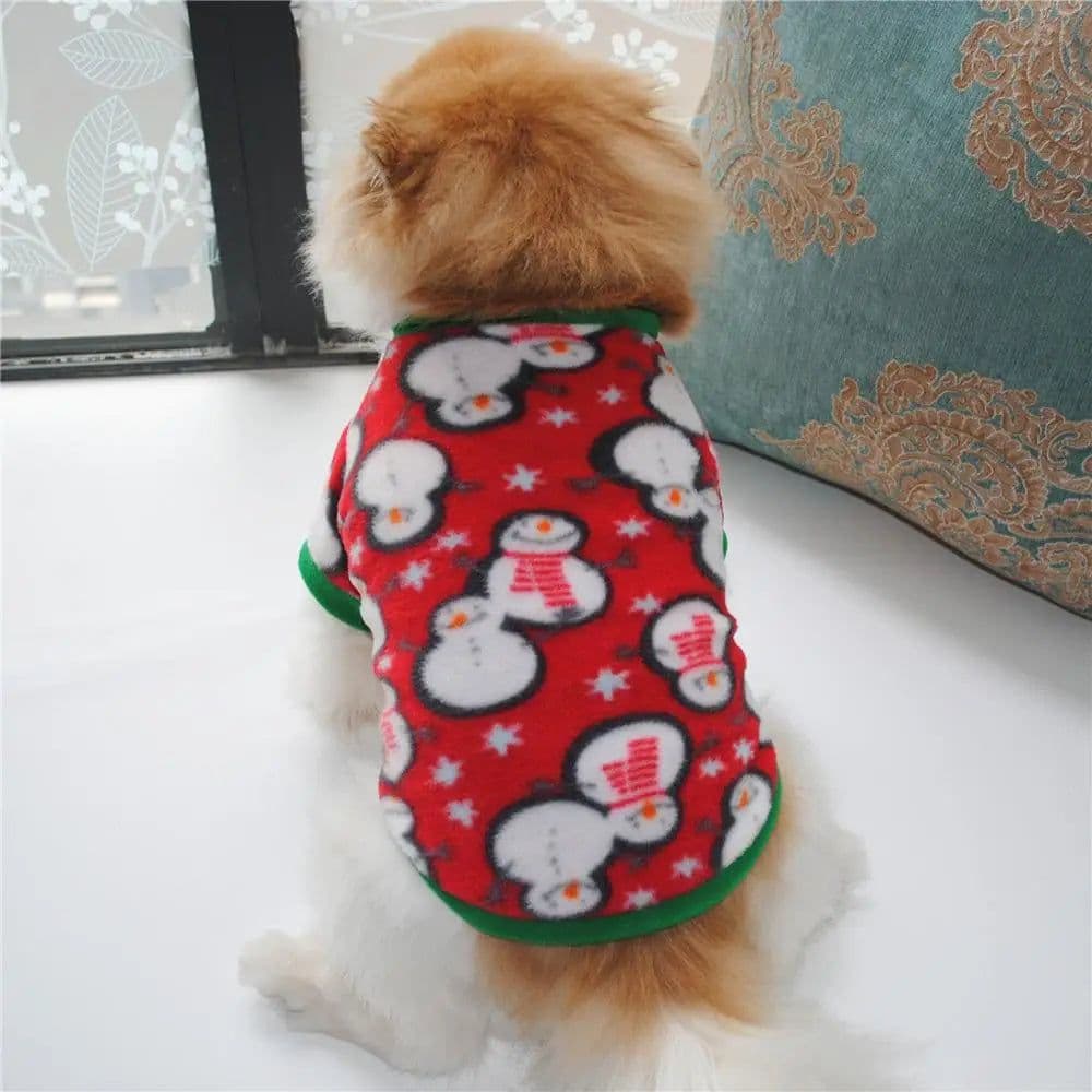image-Winter Warm Pet Coat Christmas Dog Clothes For Small Dogs Chihuahua Pug Snowflake Snowman Printed Puppy Cat Clothing Ropa Perro
