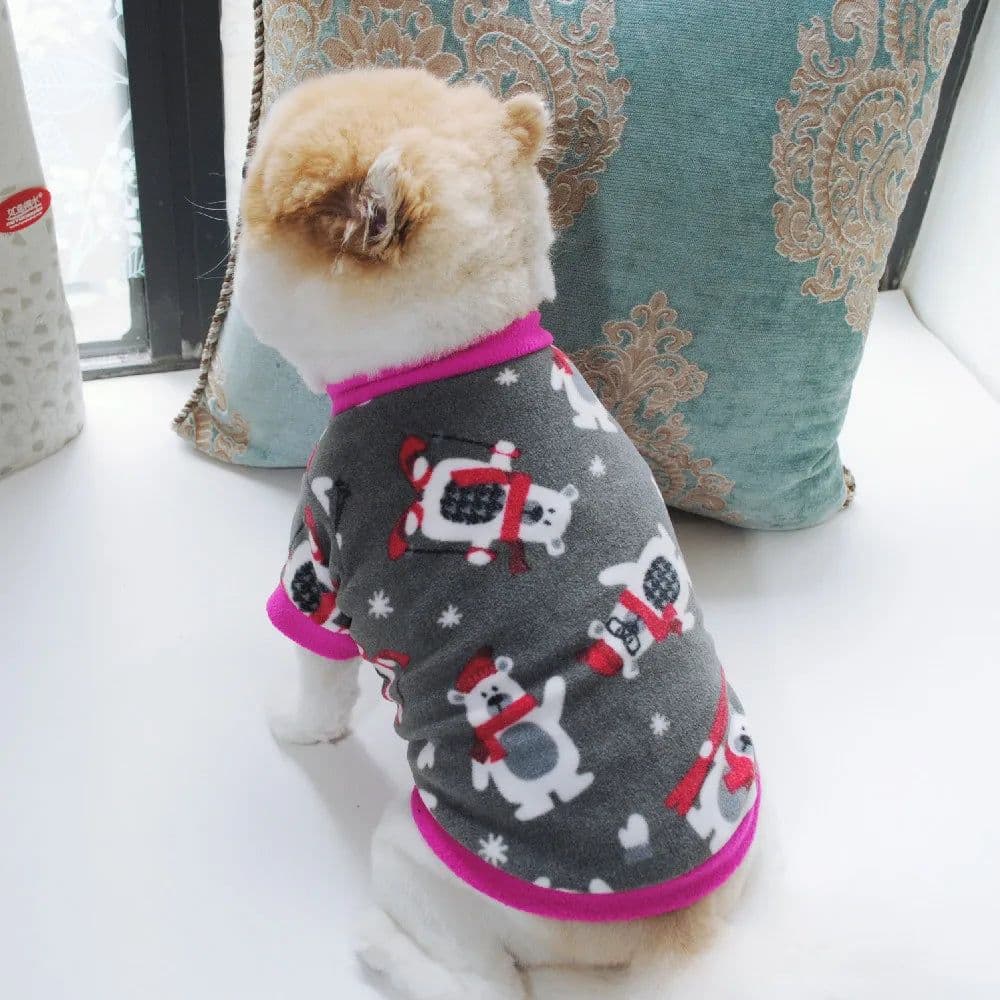 image-Winter Warm Pet Coat Christmas Dog Clothes For Small Dogs Chihuahua Pug Snowflake Snowman Printed Puppy Cat Clothing Ropa Perro