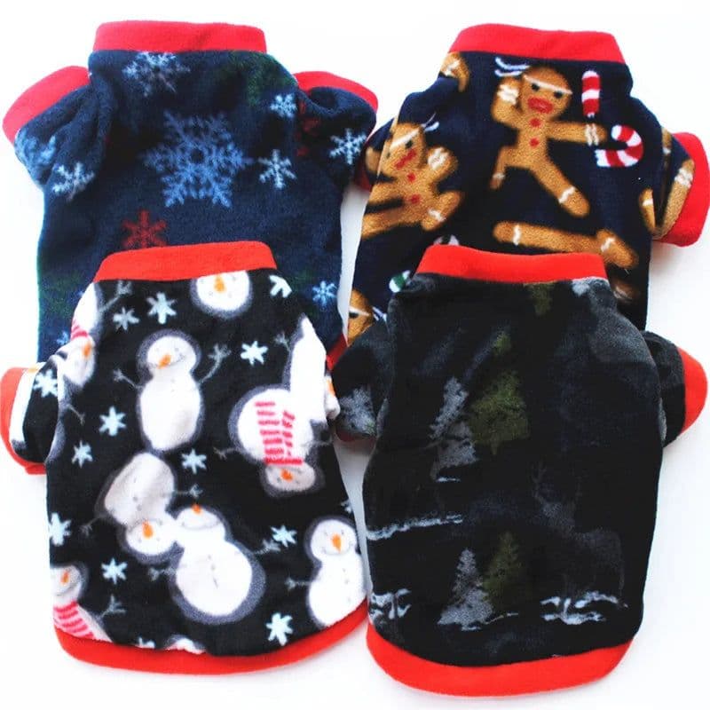 image-Winter Warm Pet Coat Christmas Dog Clothes For Small Dogs Chihuahua Pug Snowflake Snowman Printed Puppy Cat Clothing Ropa Perro