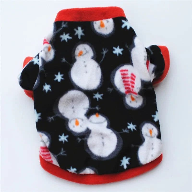 image-Winter Warm Pet Coat Christmas Dog Clothes For Small Dogs Chihuahua Pug Snowflake Snowman Printed Puppy Cat Clothing Ropa Perro