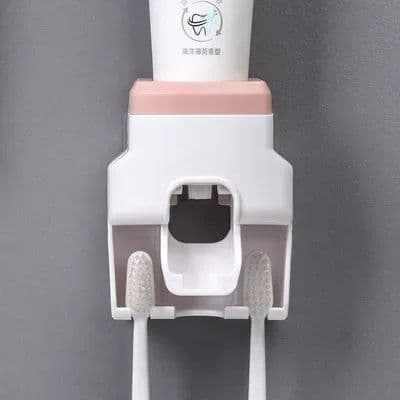 image-1pc Toothbrush Holder Set Toothpaste Dispenser Wall Mount Stand Bathroom Accessories Set Rolling Automatic Squeezer