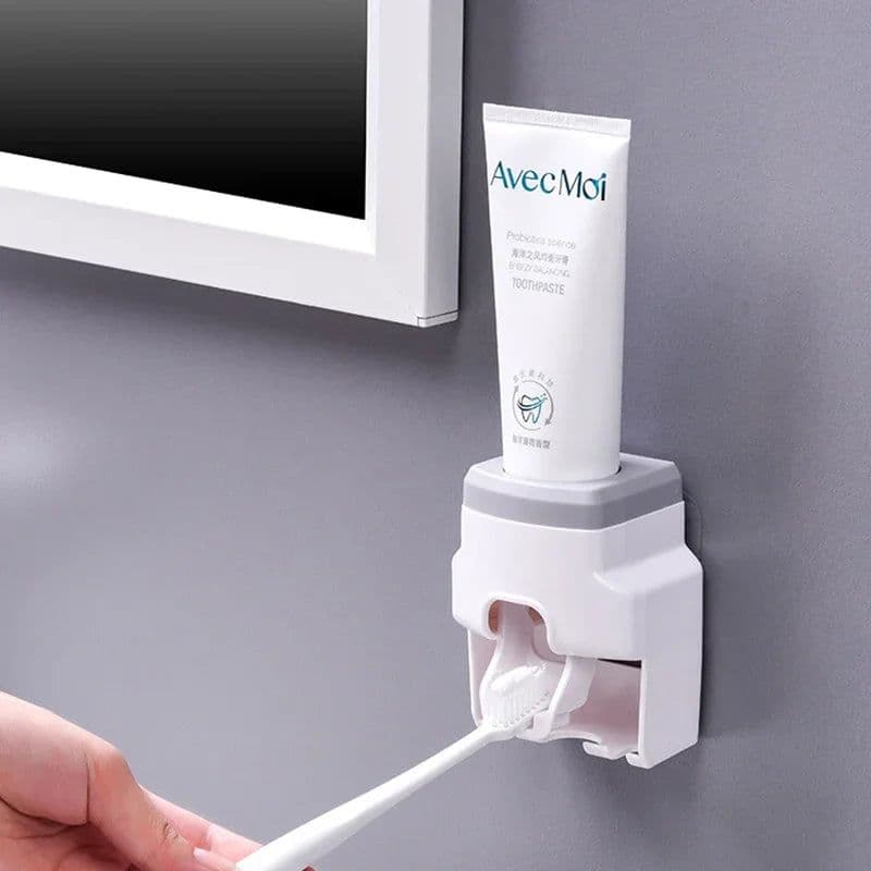 image-1pc Toothbrush Holder Set Toothpaste Dispenser Wall Mount Stand Bathroom Accessories Set Rolling Automatic Squeezer