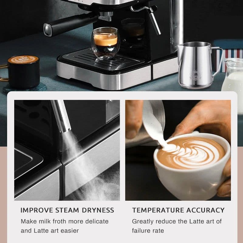 image-HiBREW Coffee Machine Cafetera 20 Bar Espresso inox Semi Automatic Expresso Cappuccino Hot Water Steam Temperature Display H5