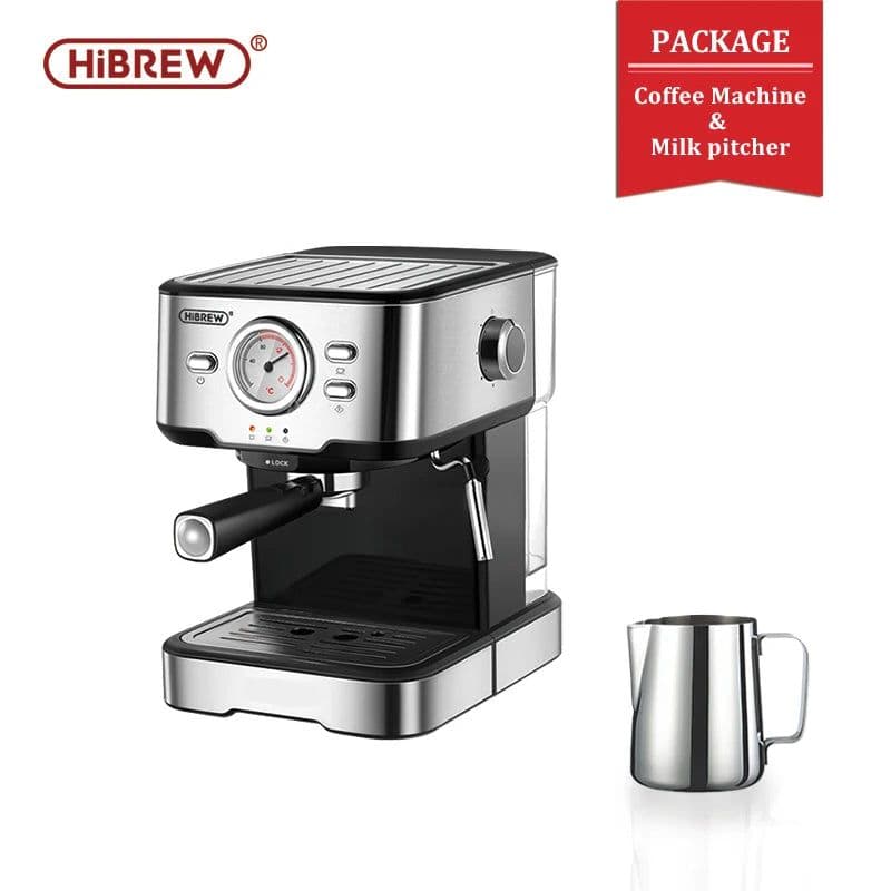image-HiBREW Coffee Machine Cafetera 20 Bar Espresso inox Semi Automatic Expresso Cappuccino Hot Water Steam Temperature Display H5