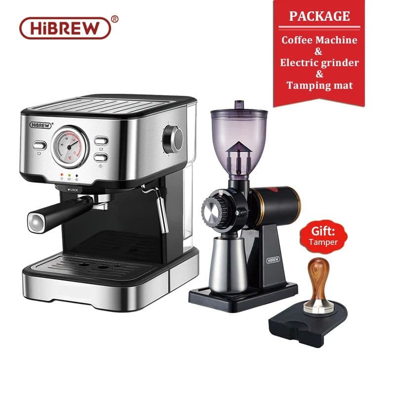 image-HiBREW Coffee Machine Cafetera 20 Bar Espresso inox Semi Automatic Expresso Cappuccino Hot Water Steam Temperature Display H5