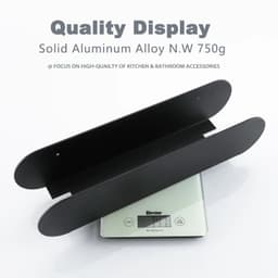 image-Design Bathroom Shelf Organizer Black Aluminum Shower Caddy With Hook Wc Accessories On Wall Decoration Kitchen Storage Rack