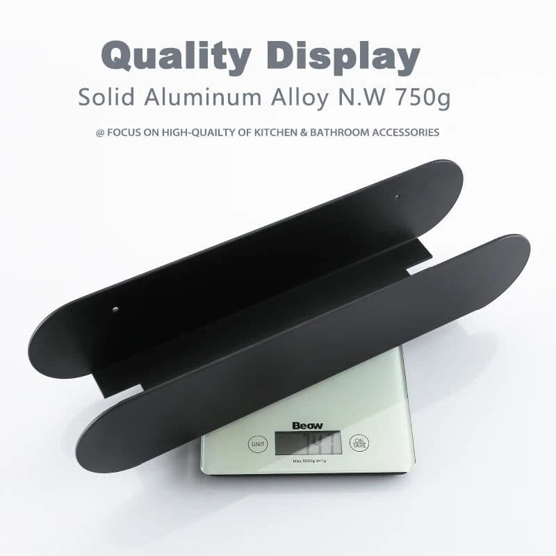 image-Design Bathroom Shelf Organizer Black Aluminum Shower Caddy With Hook Wc Accessories On Wall Decoration Kitchen Storage Rack