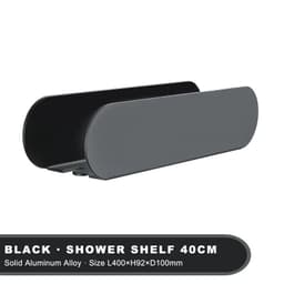 image-Design Bathroom Shelf Organizer Black Aluminum Shower Caddy With Hook Wc Accessories On Wall Decoration Kitchen Storage Rack