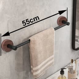 image-Hotaan Modern Style Matte Black Wall Mounted Single Towel Bar Bathroom Towel Hanger Shelf Bathroom Accessories Holder