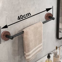 image-Hotaan Modern Style Matte Black Wall Mounted Single Towel Bar Bathroom Towel Hanger Shelf Bathroom Accessories Holder
