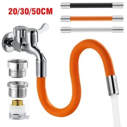 image-Kitchen Faucet Extension Hose Bathroom 360° Rotation Bending Faucet Extender Wash Basin Water Saving Tap Filter Extension Tube