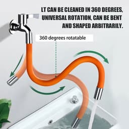image-Kitchen Faucet Extension Hose Bathroom 360° Rotation Bending Faucet Extender Wash Basin Water Saving Tap Filter Extension Tube