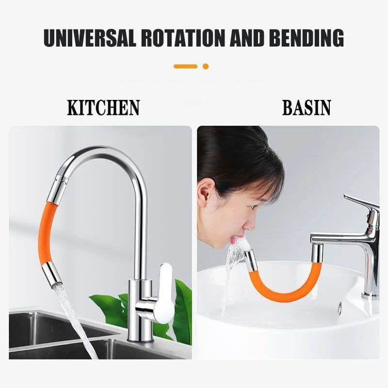image-Kitchen Faucet Extension Hose Bathroom 360° Rotation Bending Faucet Extender Wash Basin Water Saving Tap Filter Extension Tube