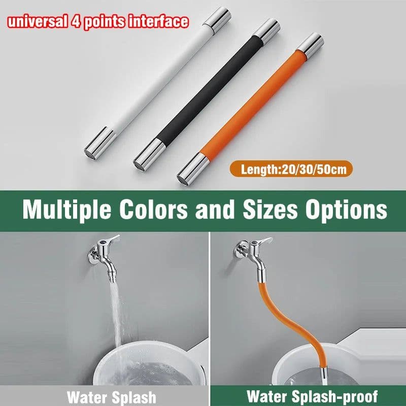 image-Kitchen Faucet Extension Hose Bathroom 360° Rotation Bending Faucet Extender Wash Basin Water Saving Tap Filter Extension Tube