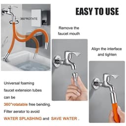 image-Kitchen Faucet Extension Hose Bathroom 360° Rotation Bending Faucet Extender Wash Basin Water Saving Tap Filter Extension Tube