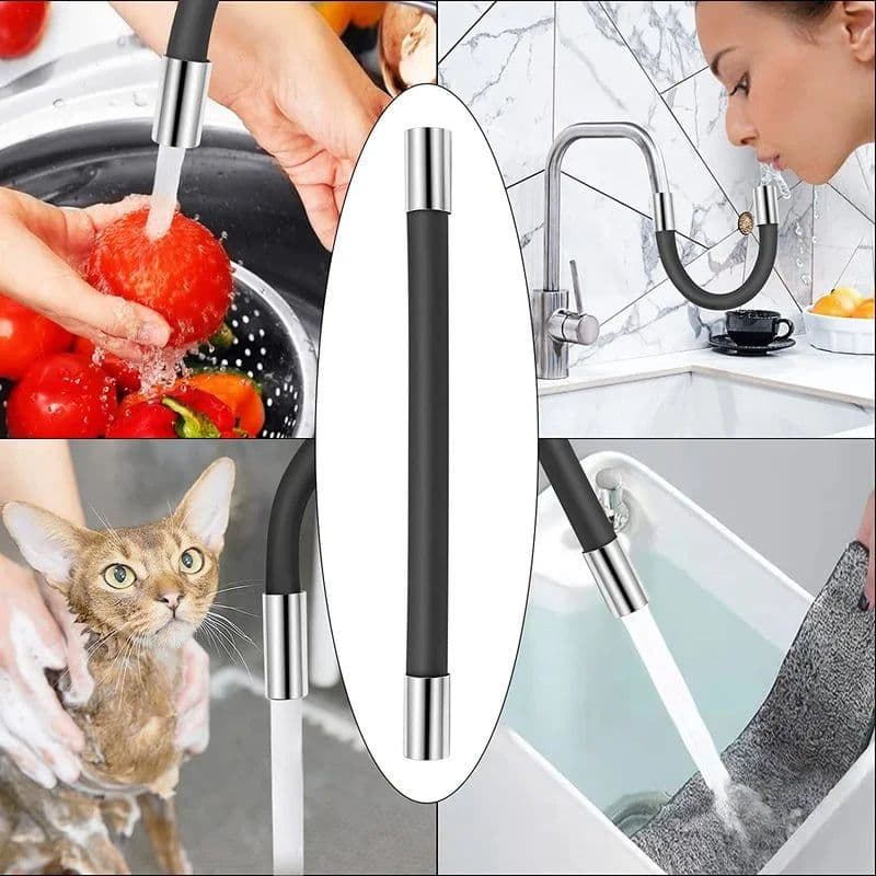 image-Kitchen Faucet Extension Hose Bathroom 360° Rotation Bending Faucet Extender Wash Basin Water Saving Tap Filter Extension Tube