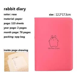 image-Cute Rabbit Diary Notebook Kawaii Cartoon Journal Planner Agenda Notepad for School Student Note Book Gift Stationery PU Covers