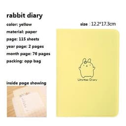 image-Cute Rabbit Diary Notebook Kawaii Cartoon Journal Planner Agenda Notepad for School Student Note Book Gift Stationery PU Covers