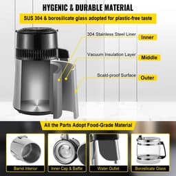 image-VEVOR 4L Pure Water Distiller Purifier Filter Dispenser Drinking Bottle Softener Temp Display Overheat Protection Home Appliance