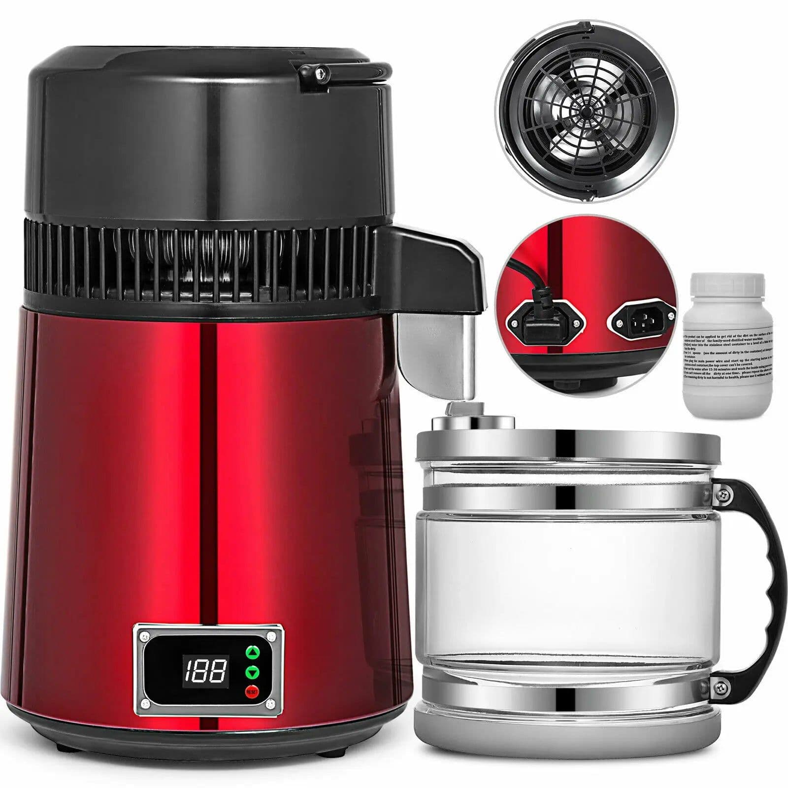 image-VEVOR 4L Pure Water Distiller Purifier Filter Dispenser Drinking Bottle Softener Temp Display Overheat Protection Home Appliance