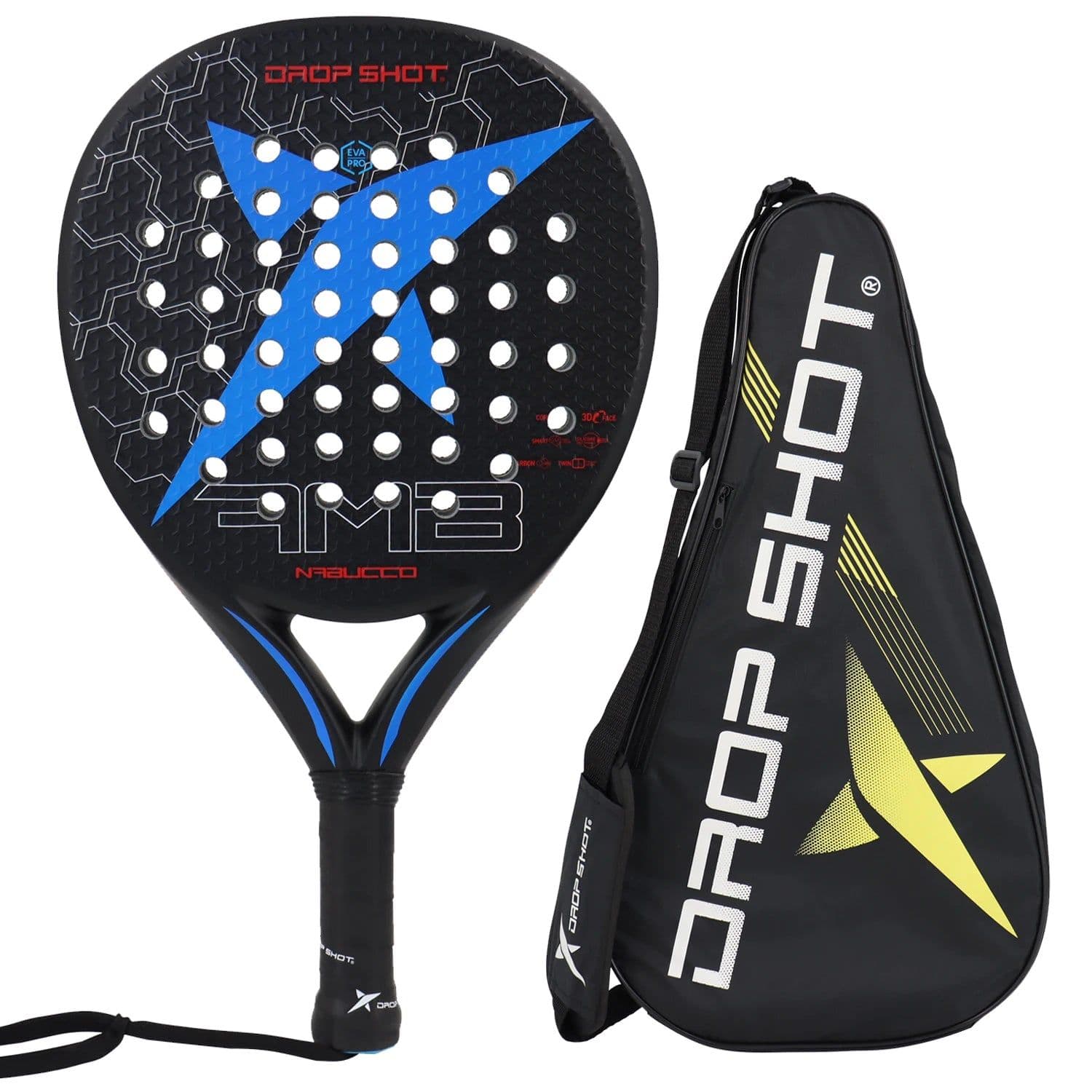image-Padel Racket 38mm EVA Soft 3D Face Full 3K/12K Carbon Spin & Control Professional Padel Paddle with Cover