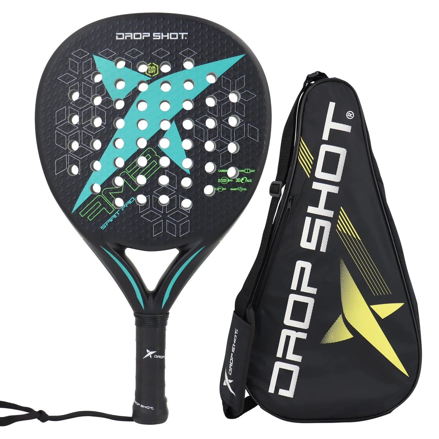 image-Padel Racket 38mm EVA Soft 3D Face Full 3K/12K Carbon Spin & Control Professional Padel Paddle with Cover
