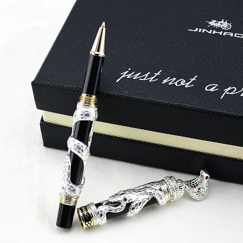 image-High Quality Jinhao Metal Snake Fountain Pen Luxury Calligraphy Ink pen Iraurita Cobra 3D Pattern Gift 0.5 Nib Office Supplies