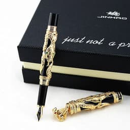 image-High Quality Jinhao Metal Snake Fountain Pen Luxury Calligraphy Ink pen Iraurita Cobra 3D Pattern Gift 0.5 Nib Office Supplies